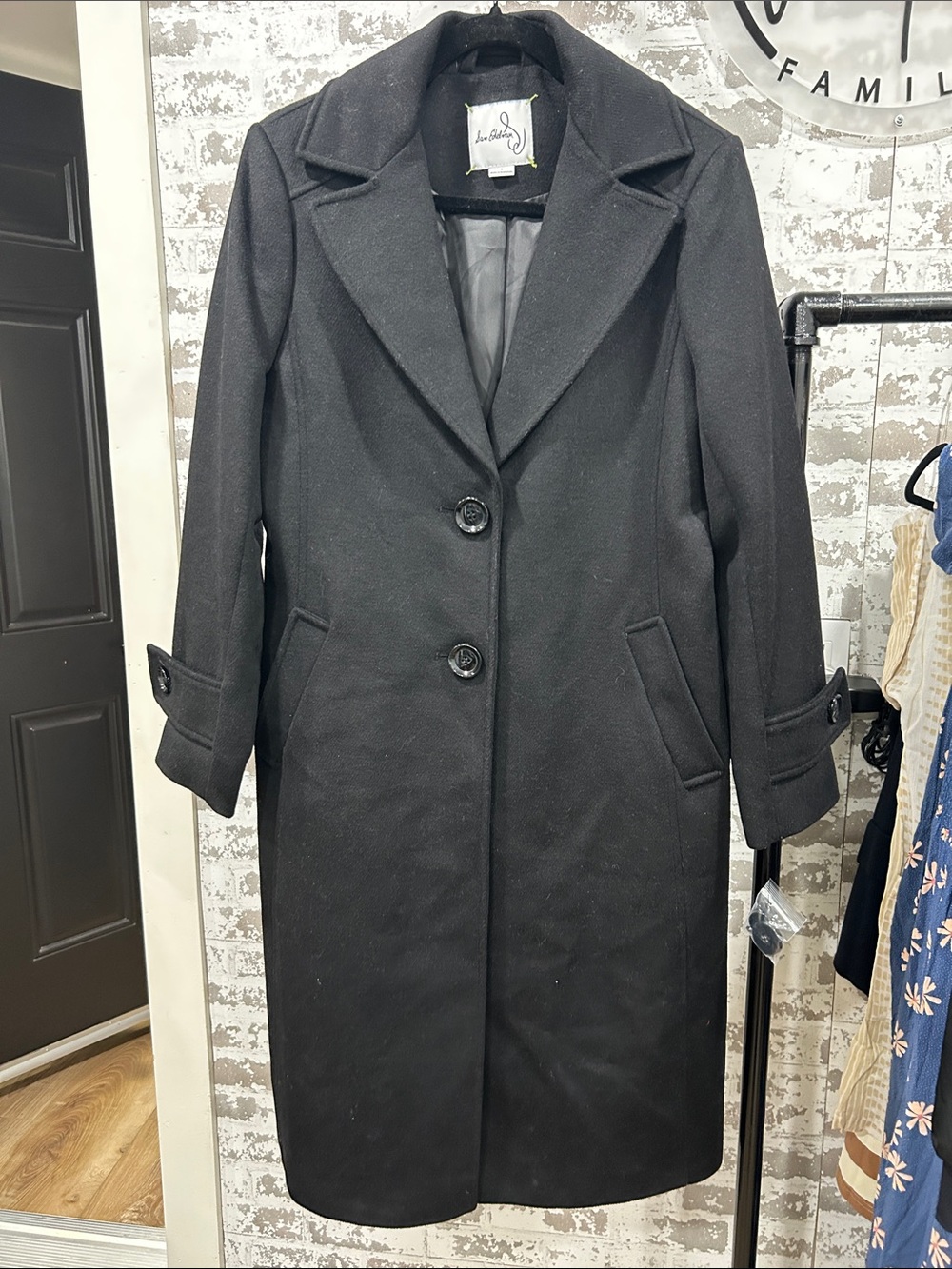 Sam Edelman Black Single-Breasted Wool Trench Coat